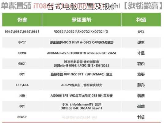 台式电脑配置及报价-第2张图片-模头数码科技网