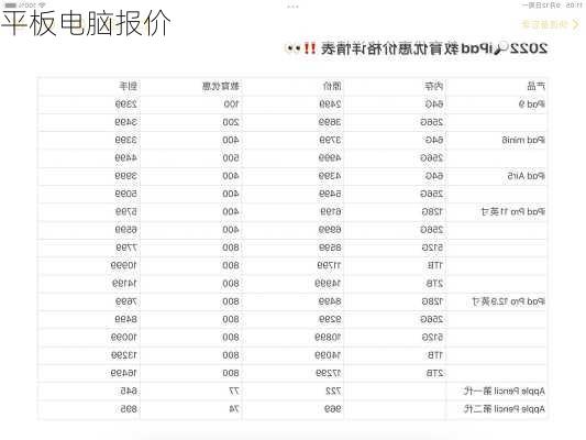 平板电脑报价-第3张图片-模头数码科技网