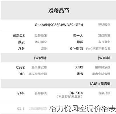 格力悦风空调价格表